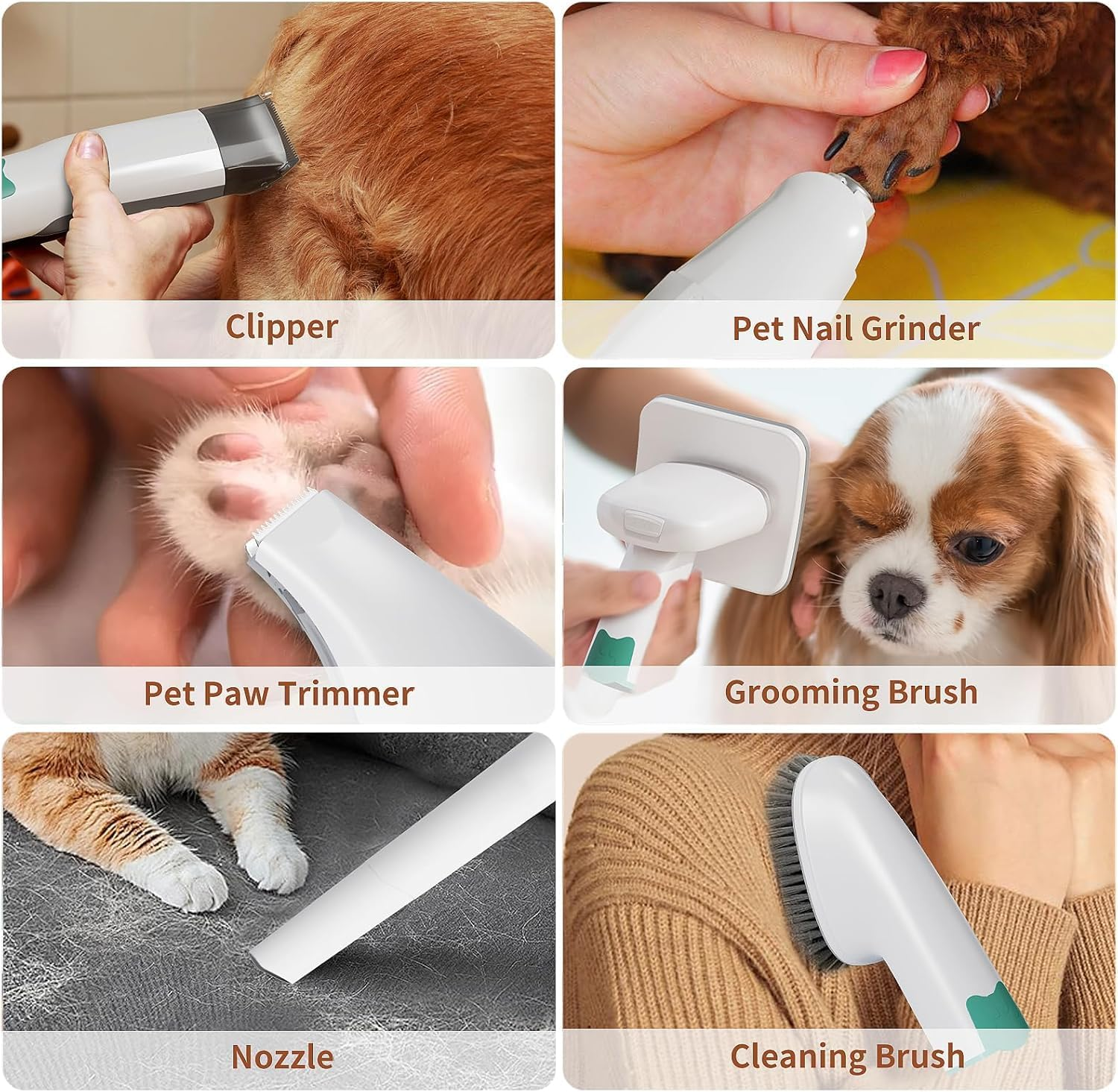 Dog Grooming Vacuum Kit with Pet Clipper Nail Grinder Dog Hair Vacuum with 6 Pet Grooming Tools - Image 7