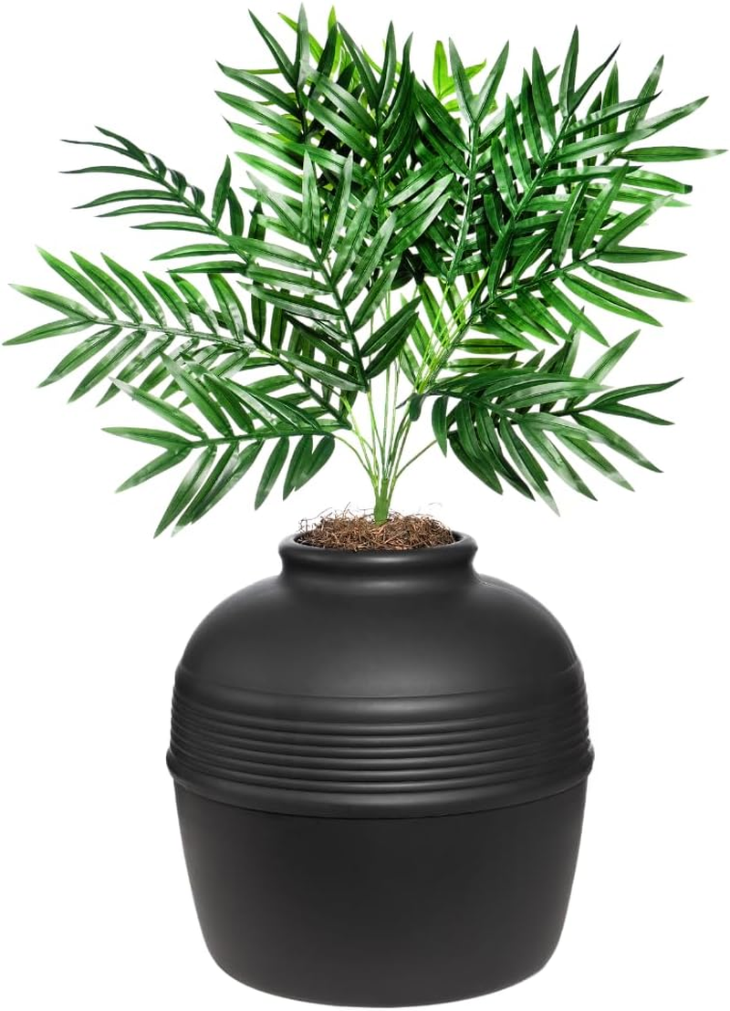 Hidden Cat Litter Box Enclosure with Artificial Plant Decorative round Planter - Image 2