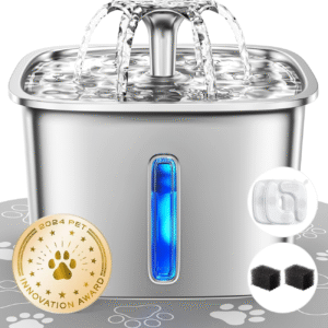 Innovation Award Winner Stainless Steel Cat Water Fountain, 95Oz/2.8L Automatic Pet Fountain