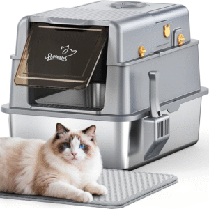 L7 Pro-Stainless Steel Litter Box with Lid, XXL Extra Large Enclosed Metal Cat Box for Kitty&Big