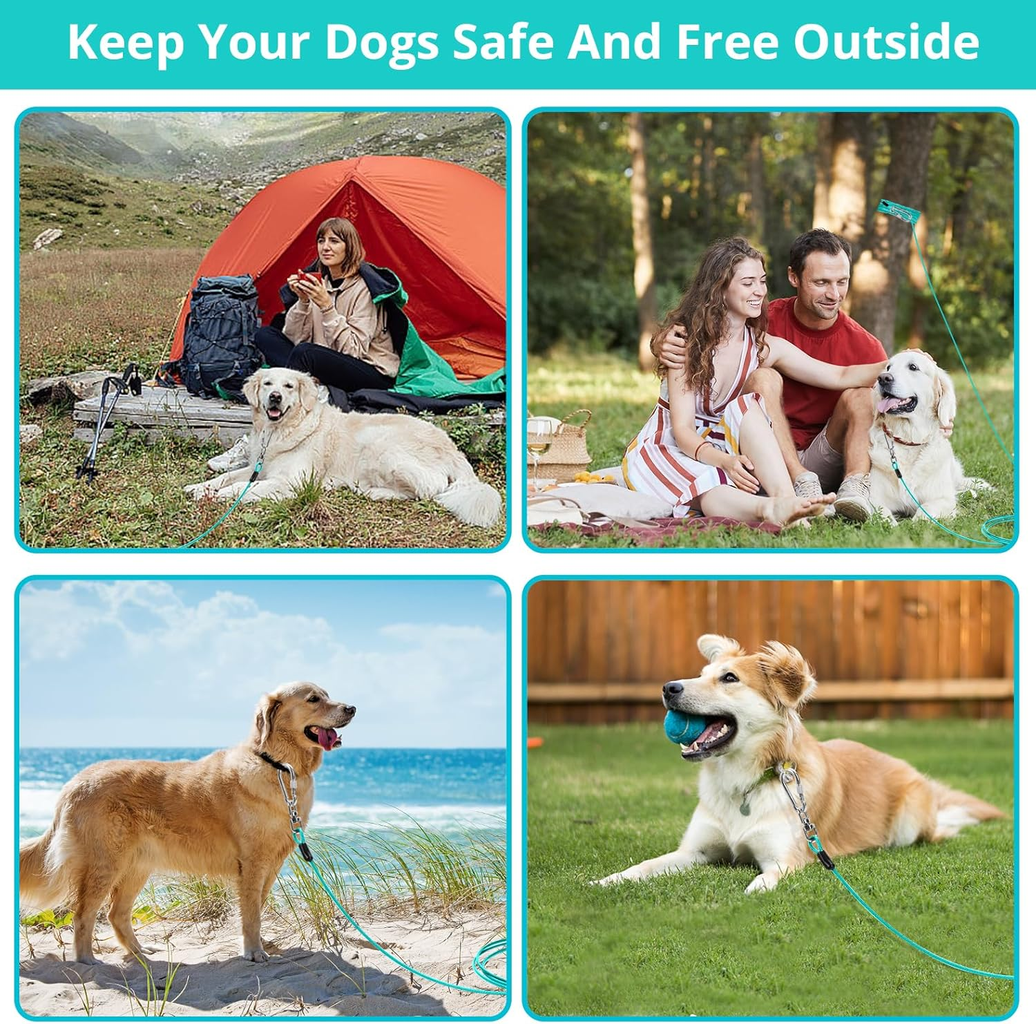 Dog Tie Out Cable 10 Ft Dog Lead for Yard Heavy Duty Chain Leash outside - Image 6