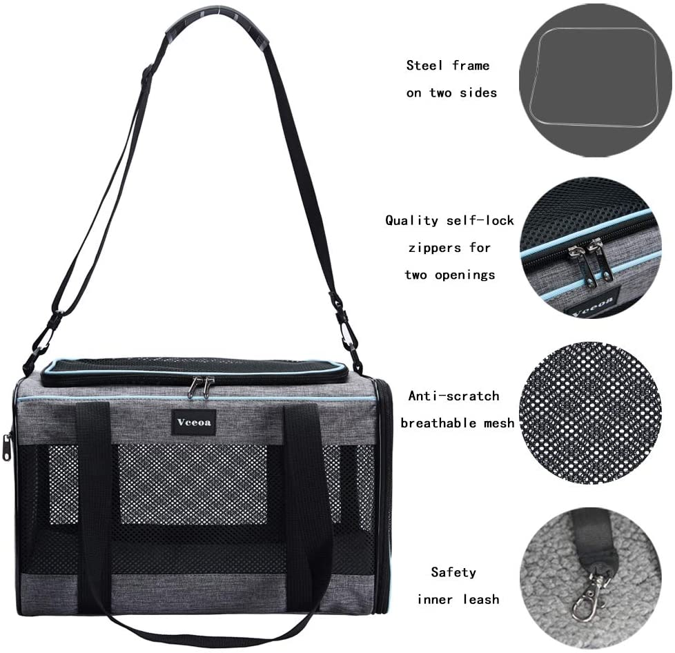 17.5X11X11 Inches Cat Dog Carrier for Pets up to 16 Lbs, Soft-Sided Cat Bag Animal Carriers - Image 4