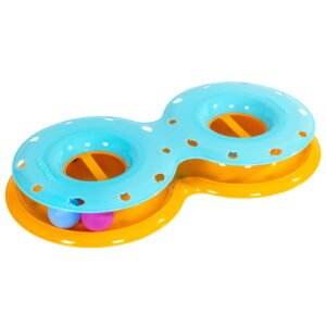 Meowsome Infinity Ball Track for Cats – Figure-8 Shaped Interactive Cat Toy, Compatible with 2-in-1 Topper Toys (Blue)