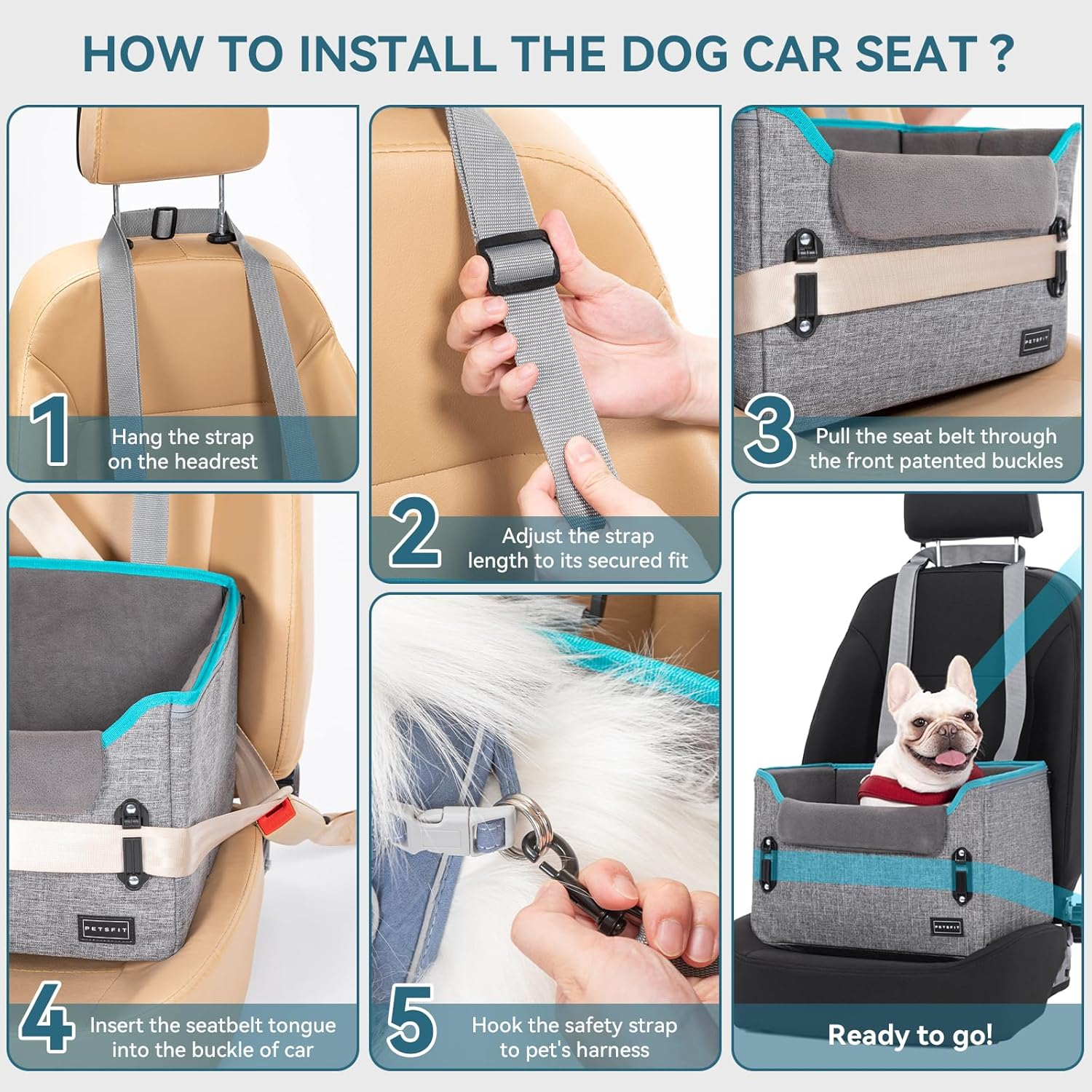 Dog Car Seats for Small Dogs Patent Safe Buckles Dog Booster Car Seat Cat Cars Seat - Image 6