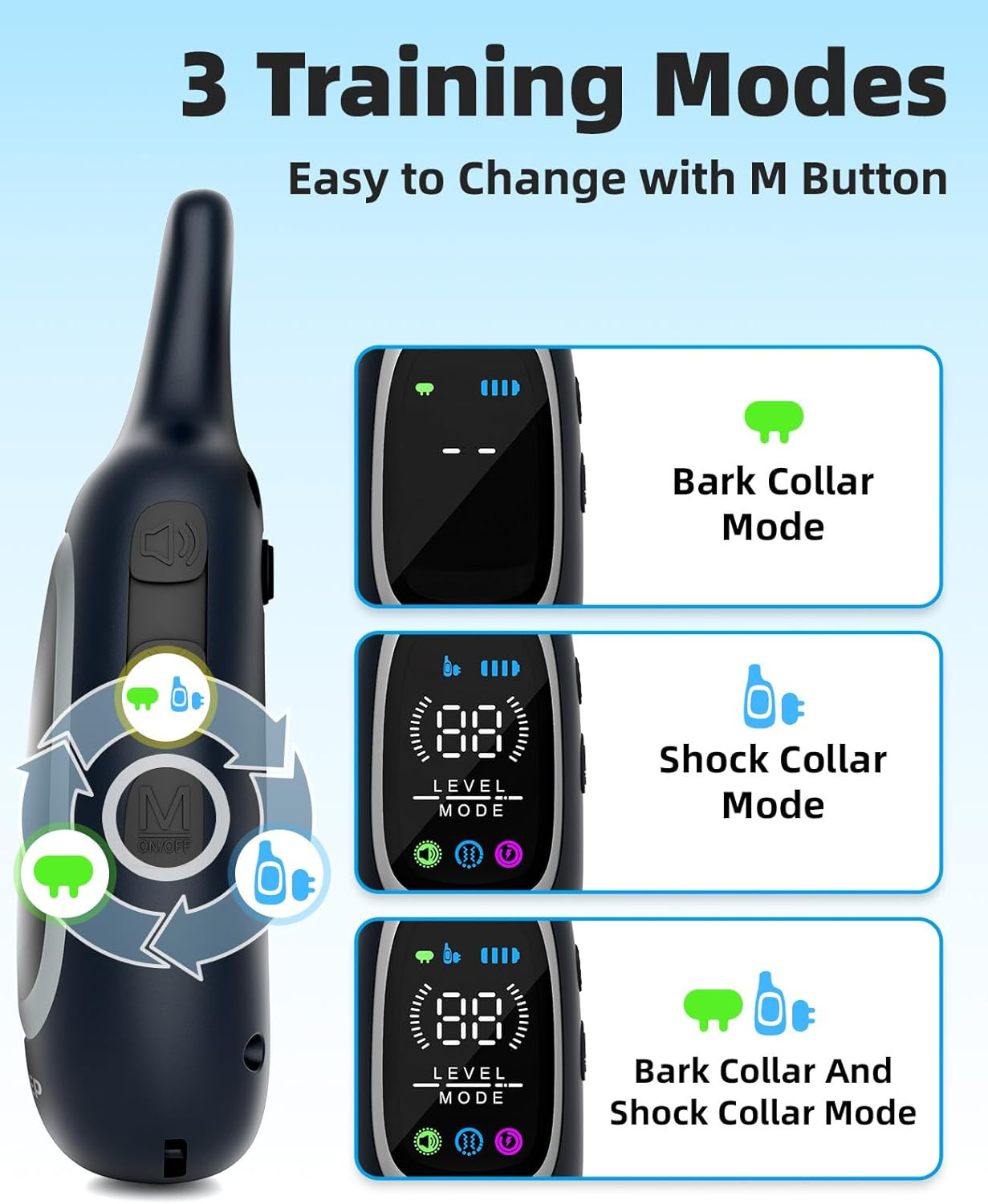 2-In-1 Dog Shock Collar and Bark Collar for Dogs 3300FT Dog Training Collar with Remote - Image 3