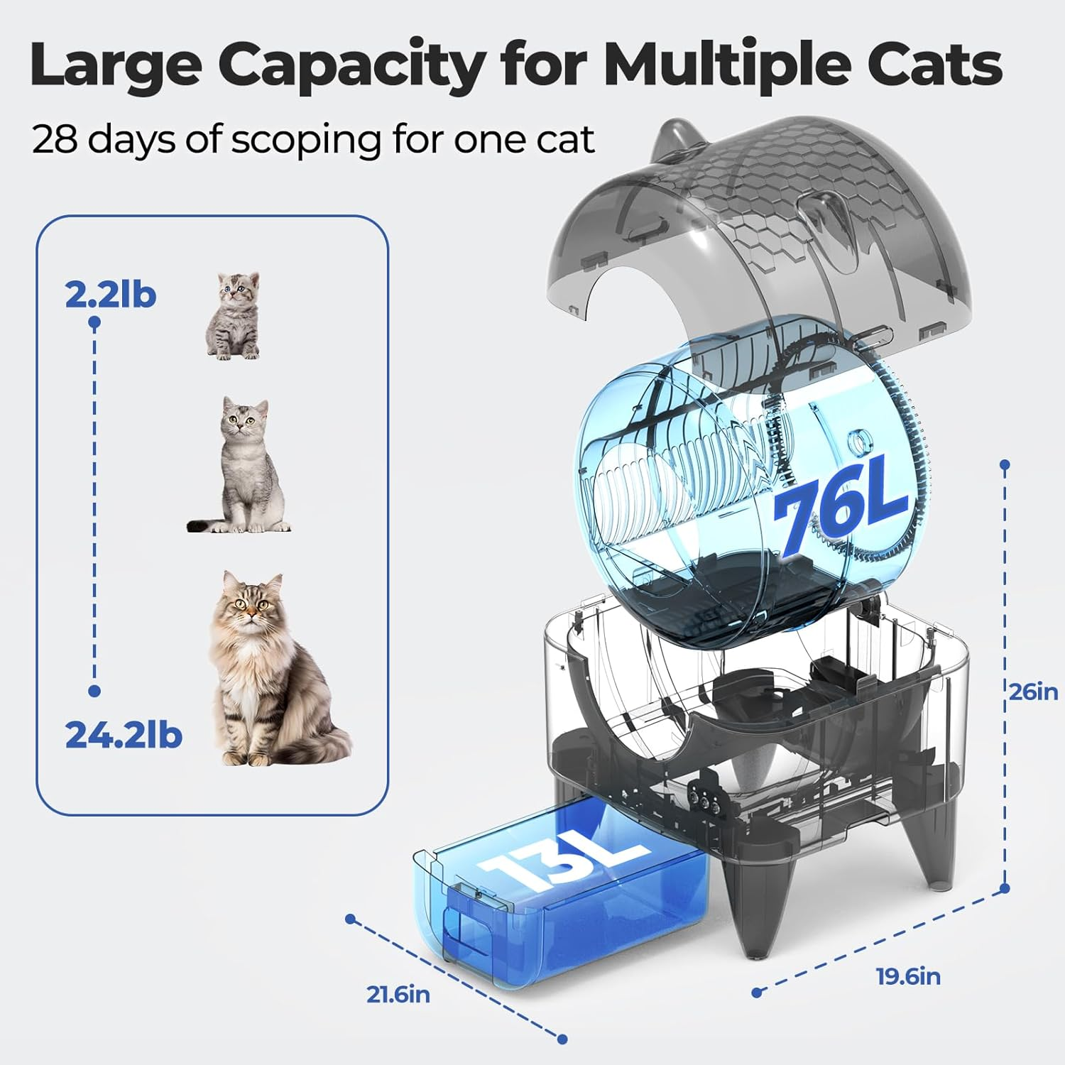 Self Cleaning Litter Box: Extra Large Automatic Cat Litter Box Self Cleaning for Multiple Cats - Image 3