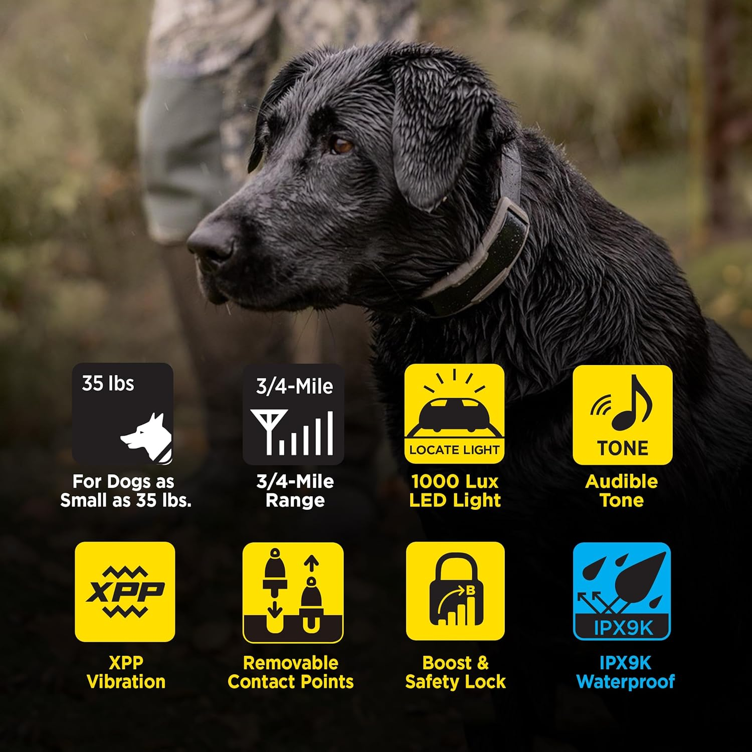 1900X E Collar with Remote New Edition 35 Lbs+ 3/4 Mile Range LED Light 100 Levels of Precise Control for Stubborn Dogs Waterproof Boost for Quick Recall Vibration Safety Lock & Tone - Image 3