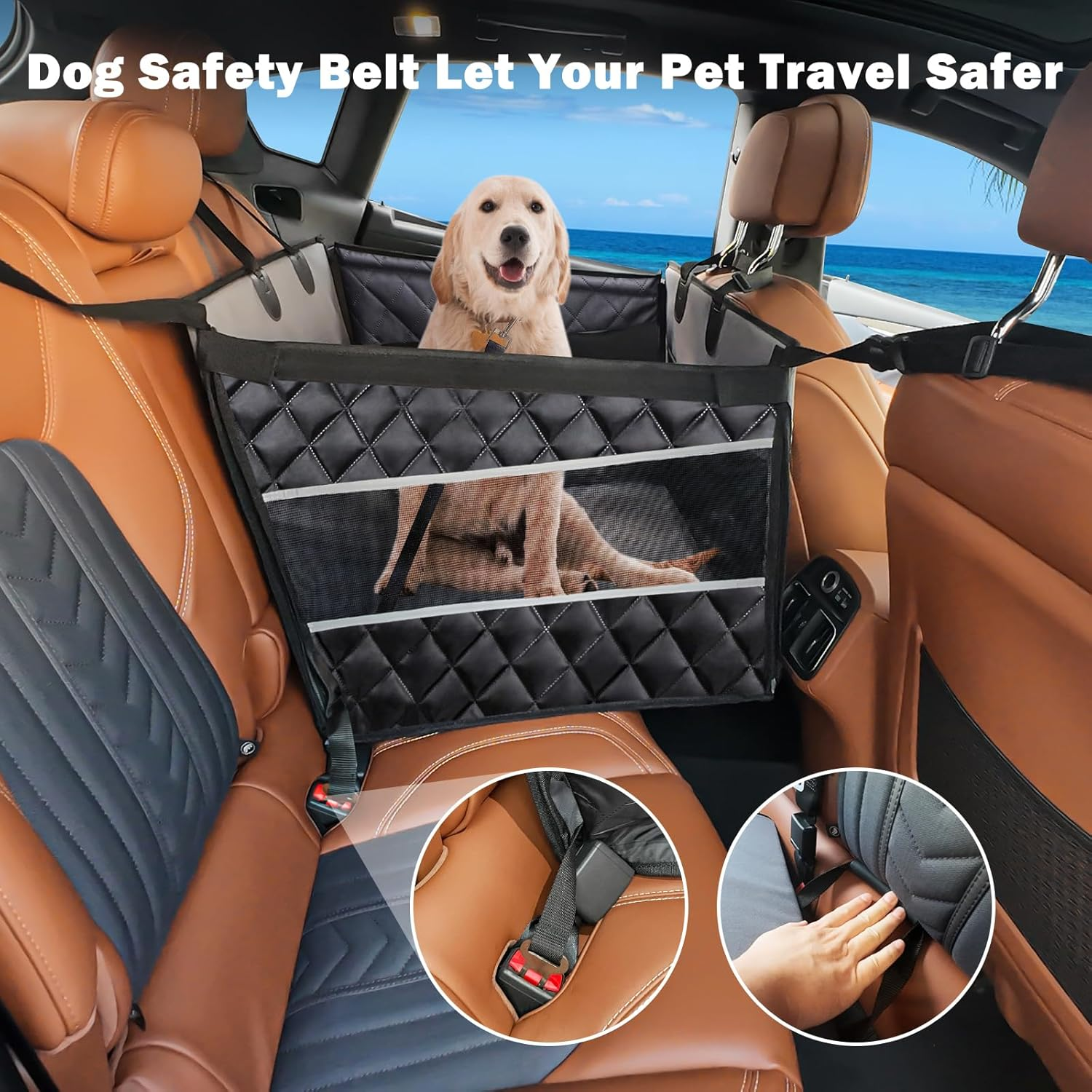 Dog Car Seat for Large Medium Dogs Back Seat Extender Waterproof seat L-28 * 22 * 20.5In - Image 7