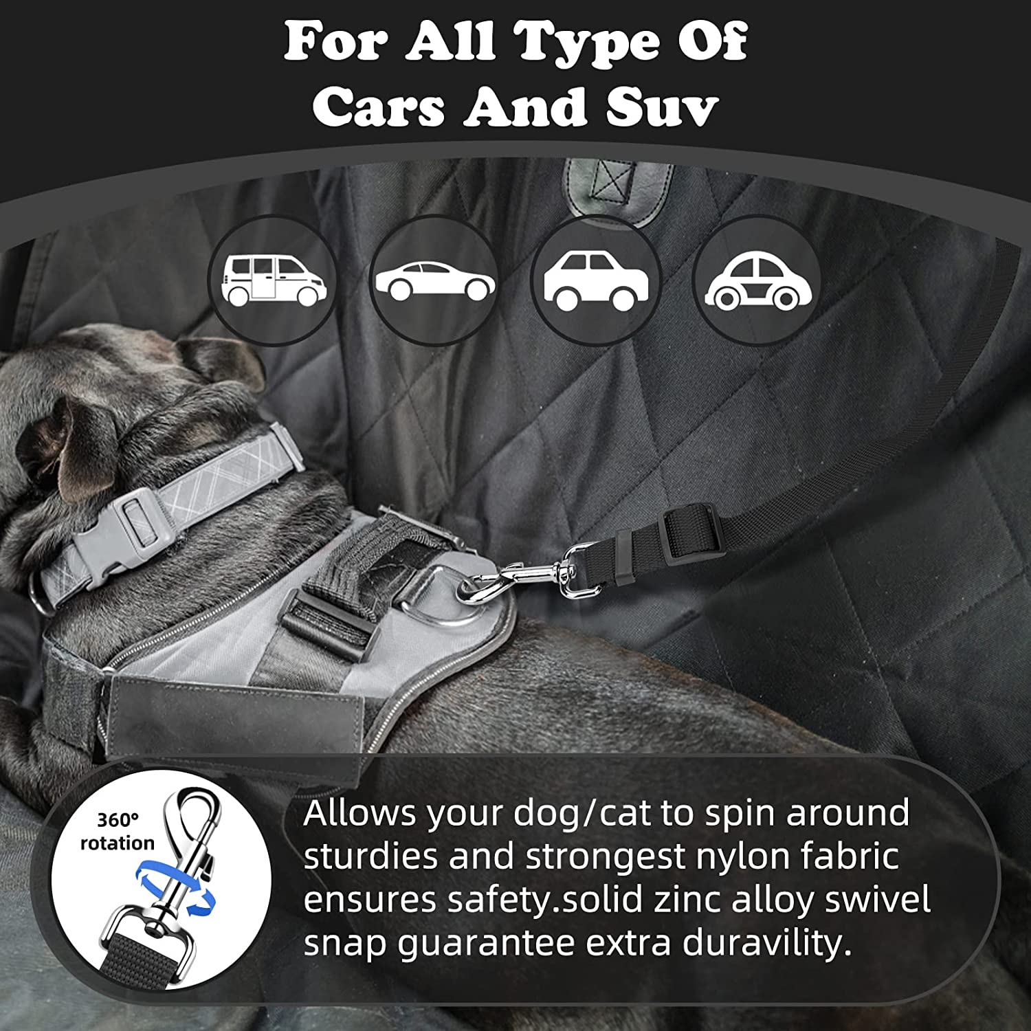 2 Packs Dog Cat Safety Seat Belt Strap Car Headrest Restraint Adjustable Nylon Fabric - Image 5