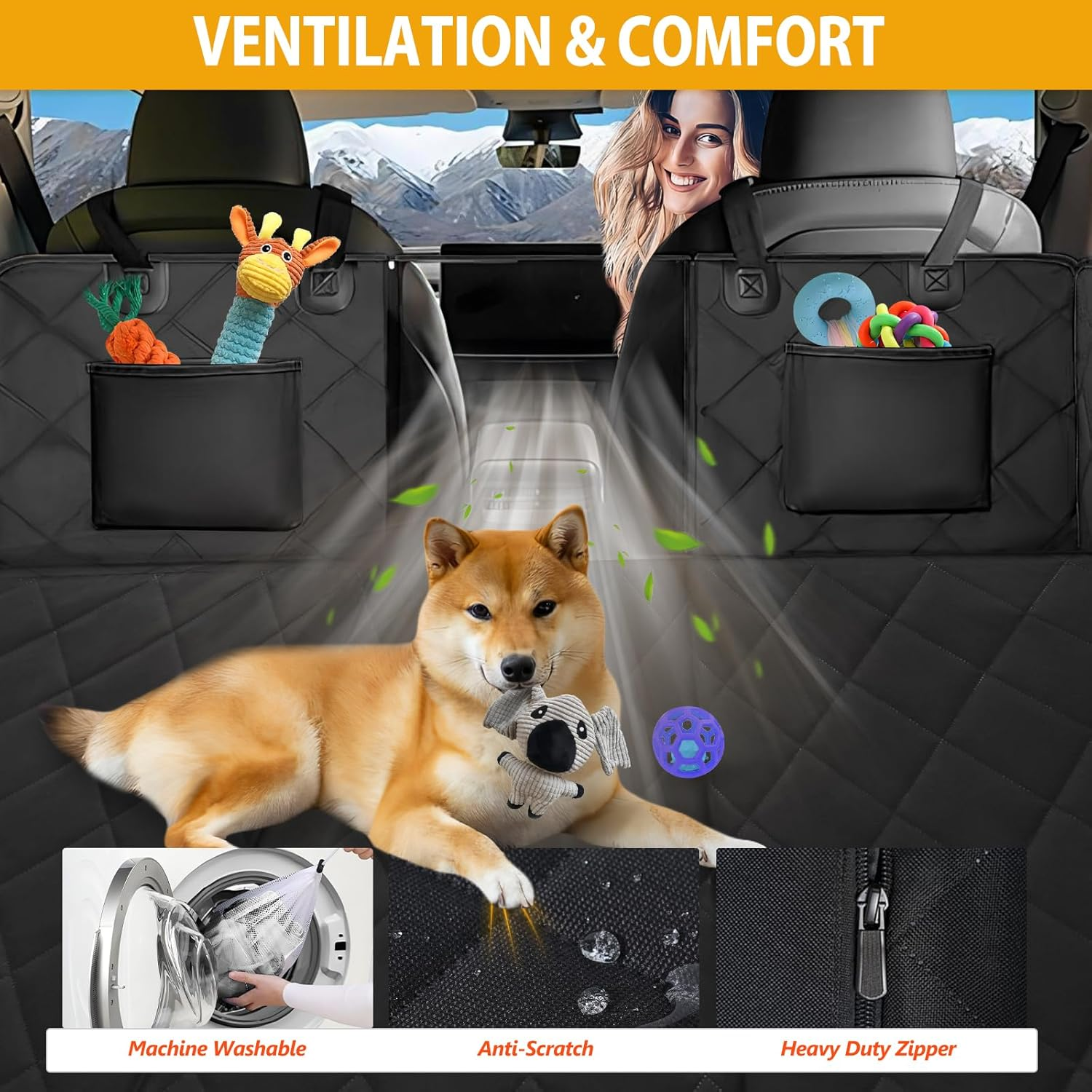 Back Seat Extender for Dogs Large Space Dog Car Seat Cover Hard Bottom Holds 420Lbs - Image 6