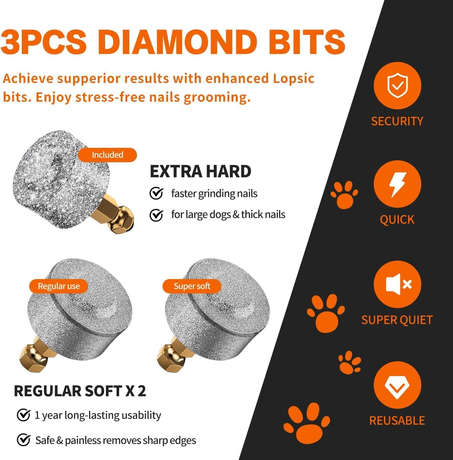 Dog Nail Grinder with 2 LED Lights Powerful 2 Speeds Super Quiet Dog Nail Trimmers - Image 5