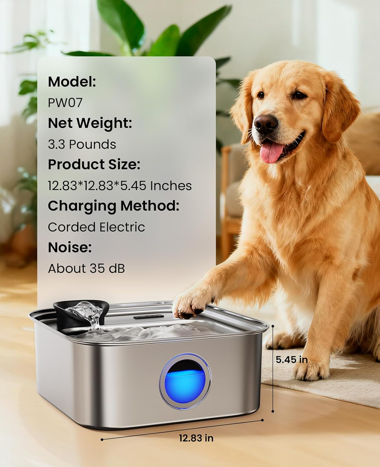 Dog Water Fountain for Large Dogs 10L/2.6Gal Dog Fountain Water Bowl with Multi-Filtration - Image 7