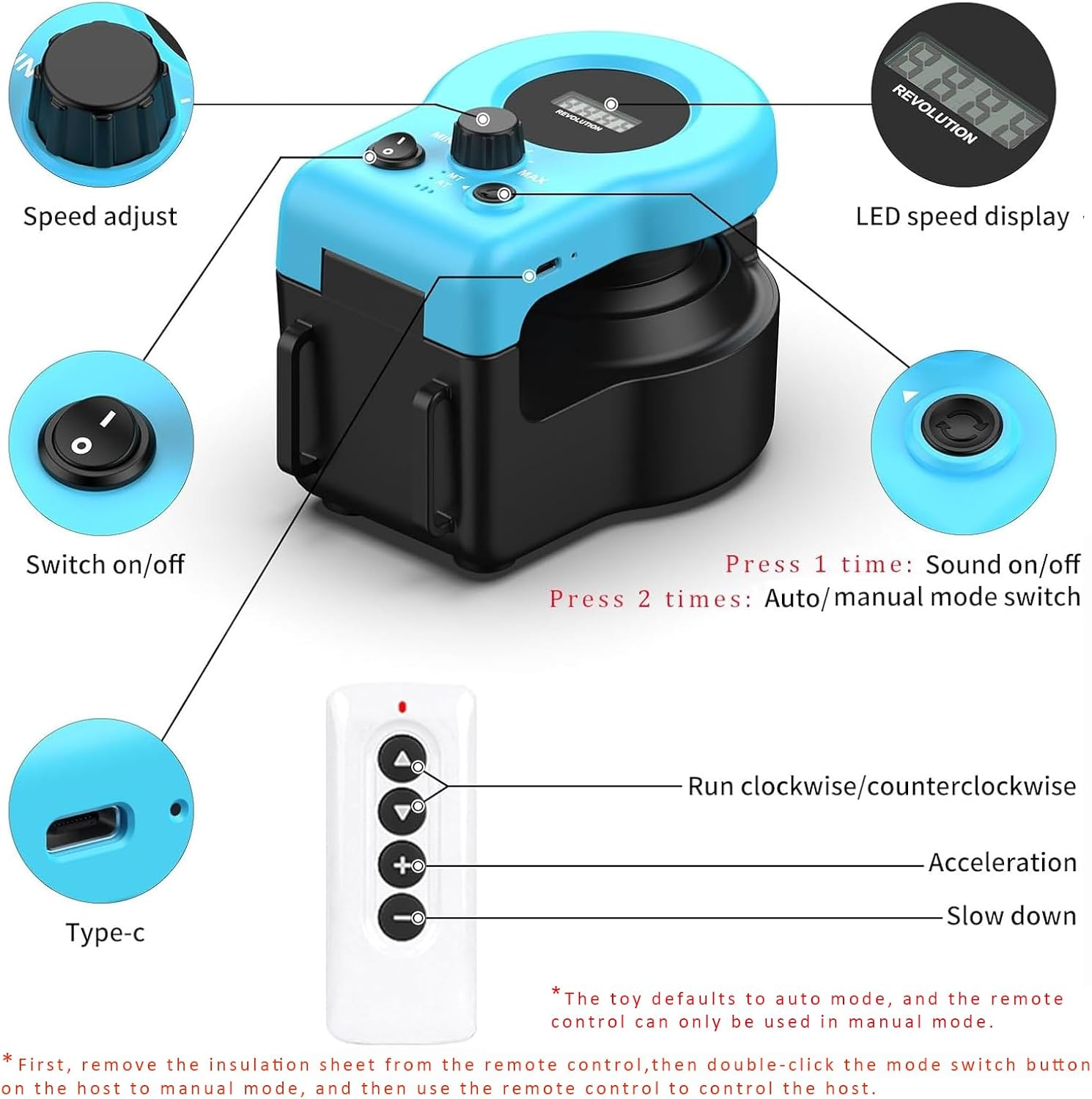 Upgraded Interactive Cat Toy for Indoor Cats Auto/Manual Control DIY Cat Feather Mouse Toy Treadmill for Bored Kitten Puppy Play Chase Run Exercise Hunting Mental Stimulation Sky Blue - Image 7