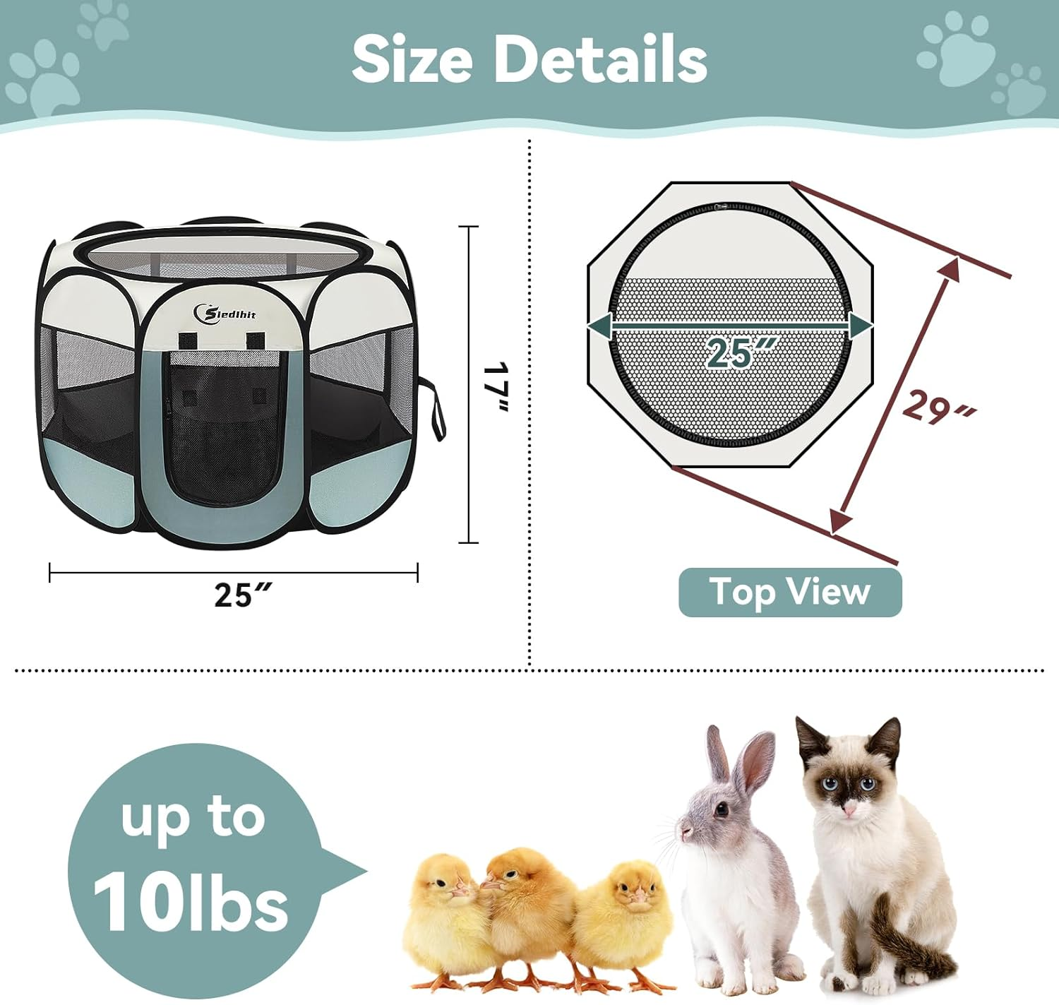 Dog Cat Playpen Puppy Pet Playpen Indoor for Small Dog Crate Tent Cage Outdoor - Image 3