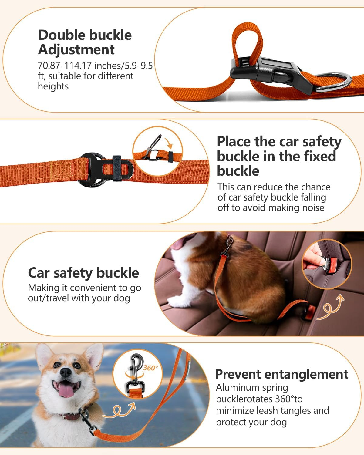 Hands Free Dog Leash Multifunctional Crossbody Dog Leash, 5.9-9.5Ft Long Waist Belt - Image 3