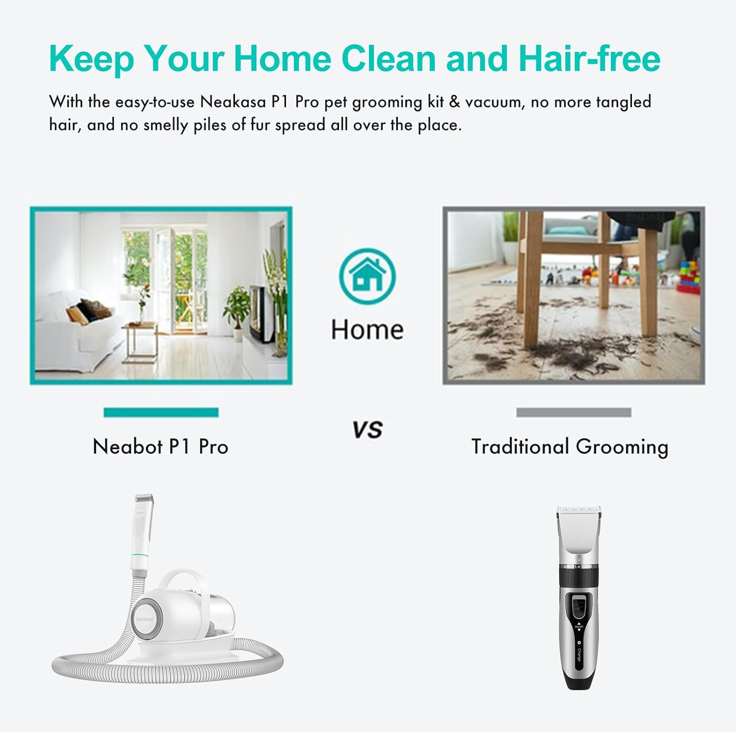 P1 Pro Pet Grooming Kit & Vacuum Suction 99% Pet Hair Professional Clippers - Image 8