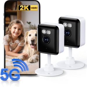 2K Cameras for Home Security 2.4/5Ghz Wi-Fi 6 Indoor Camera for Dog/Pet/Nanny