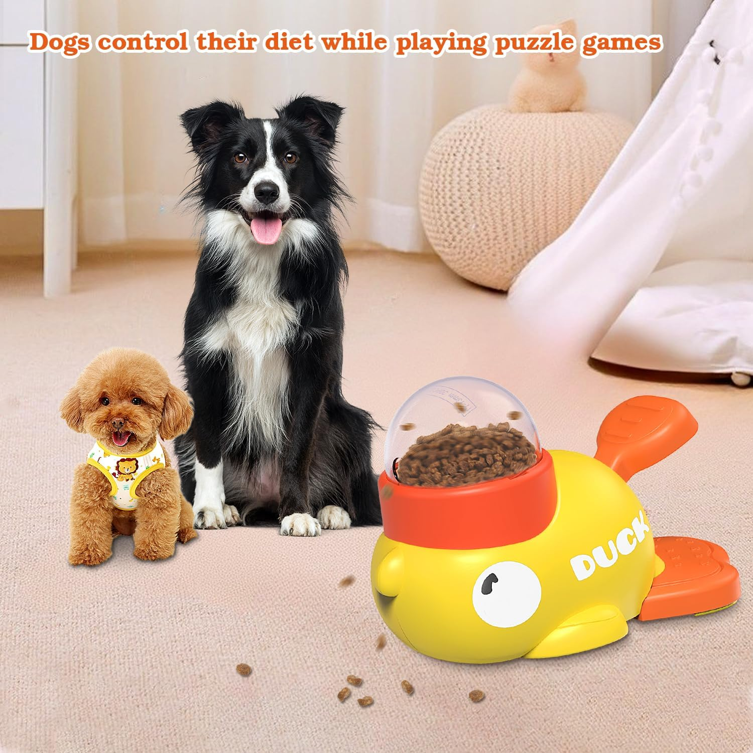 Dog Interactive Treat Dispenser Toy, Food Puzzle Slow Feeder (Yellow) - Image 3