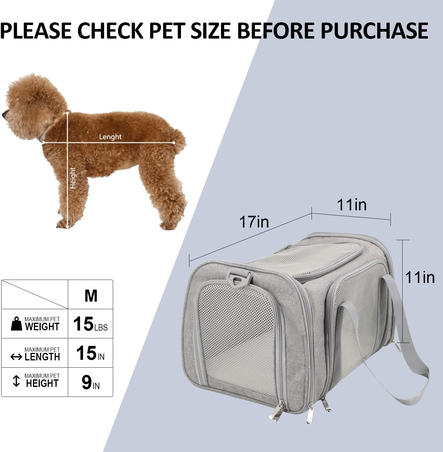 Cat Carriers Dog Carrier Pet Carrier for Small / Medium Cats Dogs Puppies (Up to 15Lbs) - Image 4