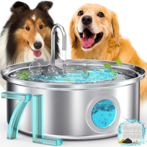 Dog Water Fountain 7L/230Oz/1.8G Quiet Dog Fountain Water Bowl Stainless Steel Dog Water Fountain
