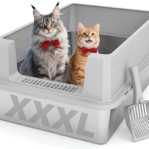 Extra Large Stainless Steel Litter Box with Lid, XXL XXXL Litter Box (Gray, 28 * 20 * 12.5Inch)