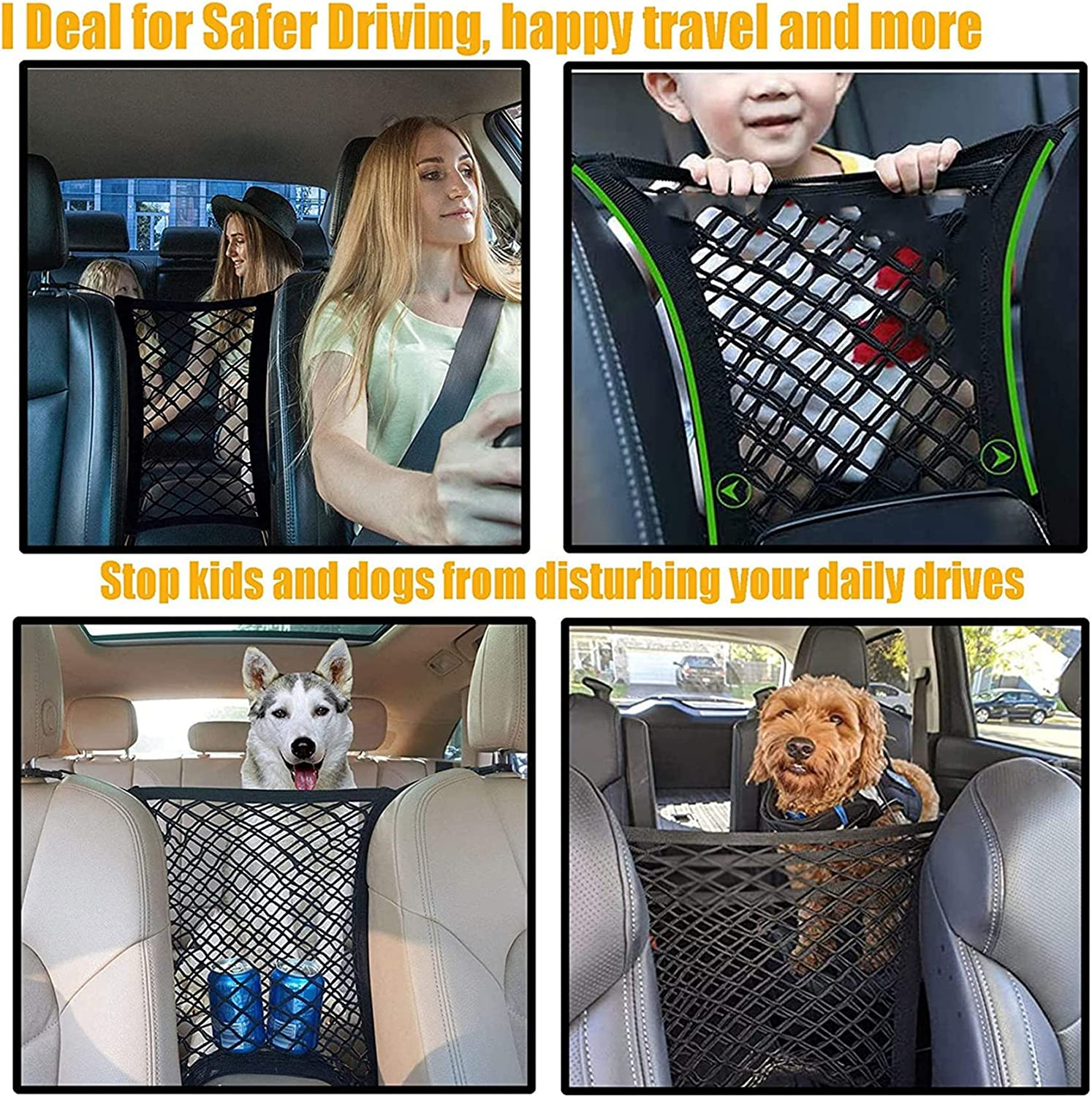 Dog Car Net Barrier Pet Barrier with Auto Safety Mesh Organizer Baby Stretchable Storage - Image 3