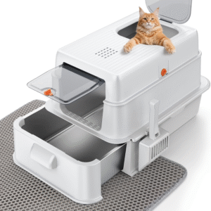 Stainless Steel Litter Box with Lid XL Extra Large Cat Litter Box for Big Cats Enclosed Drawer
