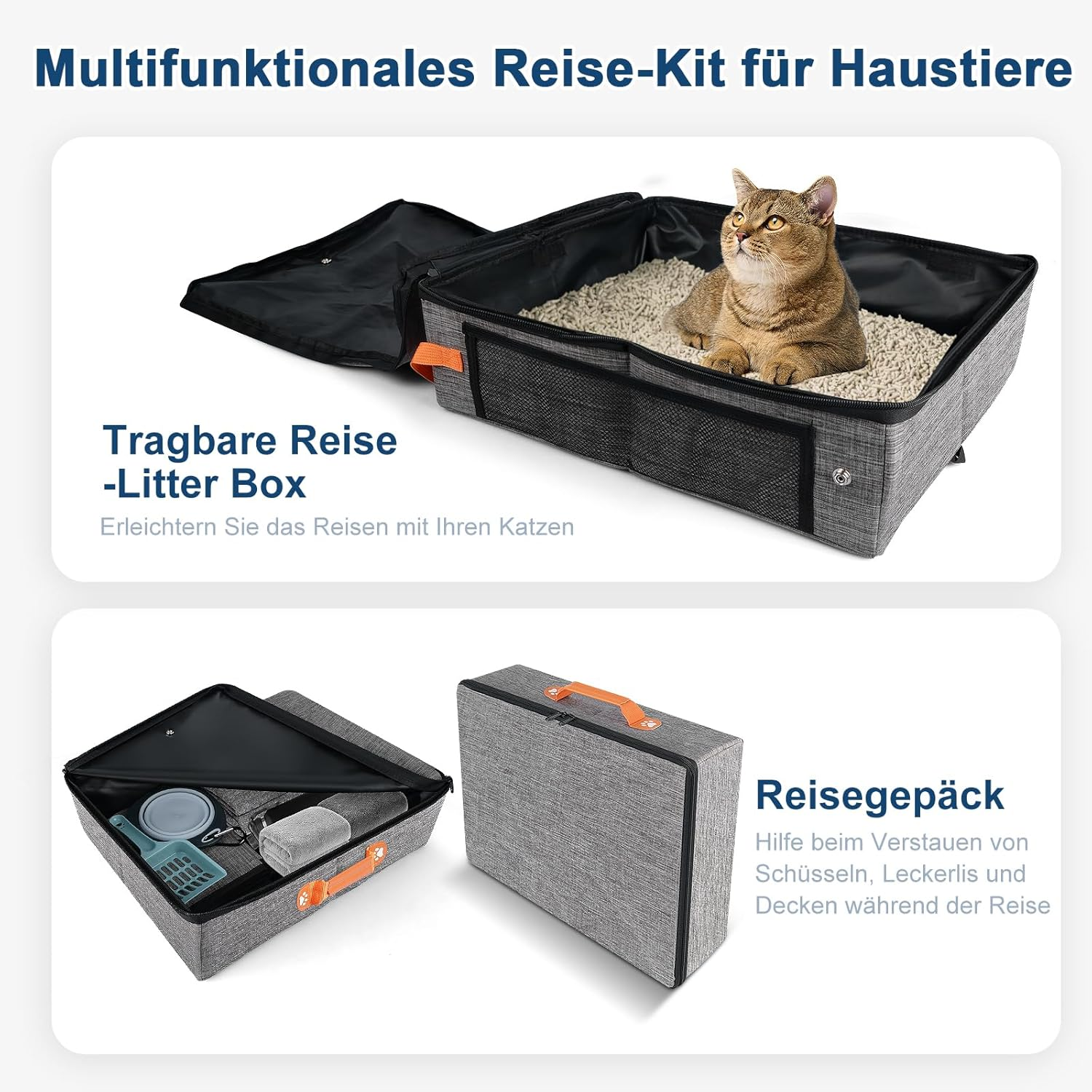 17.7''X 13.5''X 13.7" Travel Litter Box for Cats, Collapsible Cat Litter Box with Lid - Image 5