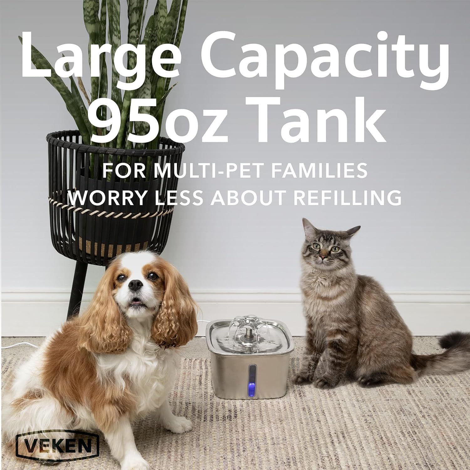 Innovation Award Winner Stainless Steel Cat Water Fountain, 95Oz/2.8L Automatic Pet Fountain - Image 3