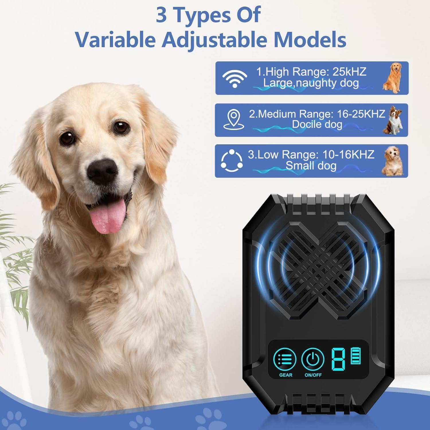 Anti Barking Devices Dog Bark Deterrent Device 3 Adjustable Modes, Ultrasonic Dog Bark - Image 2