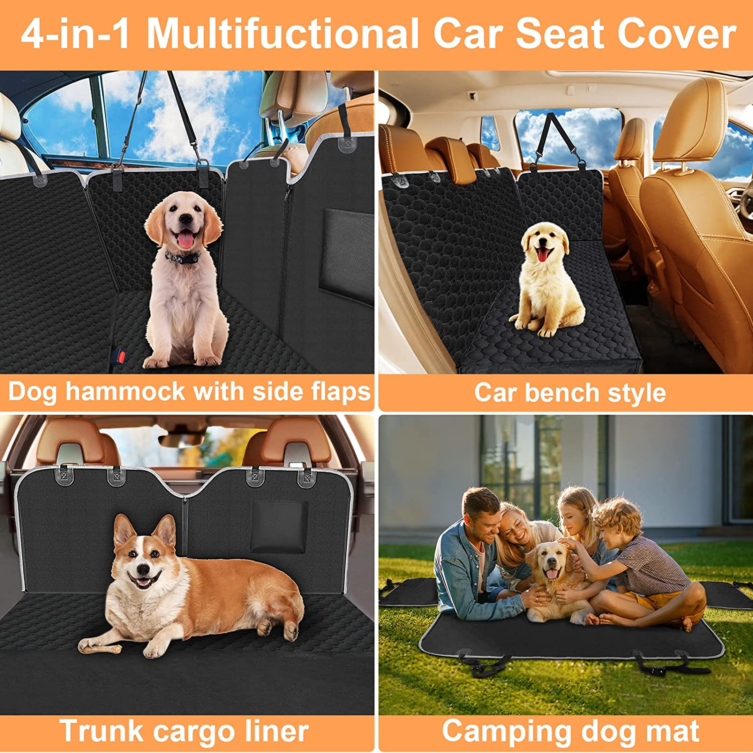Dog Car Seat Cover for Back Seat 2025 Upgraded 600D Heavy Duty Waterproof & Scratch Proof - Image 4
