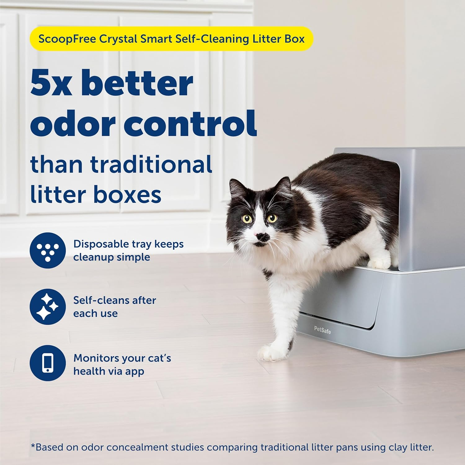 Scoopfree Crystal Pro Self-Cleaning Automatic Litter Box Uncovered Motion-Sensing Cat Box - Image 2