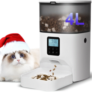 Automatic Cat Feeder 4L Cat Food Dispenser with 10S Voice Recorder Pet Feeder