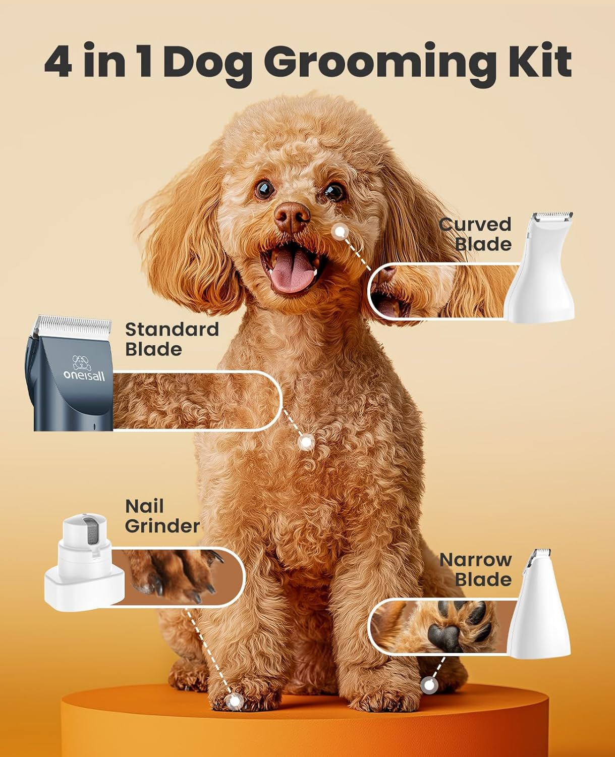 Dog Clippers and Paw Trimmer Kit 2 in 1 Low Noise Cordless Dog Clippers for Pet Grooming - Image 2