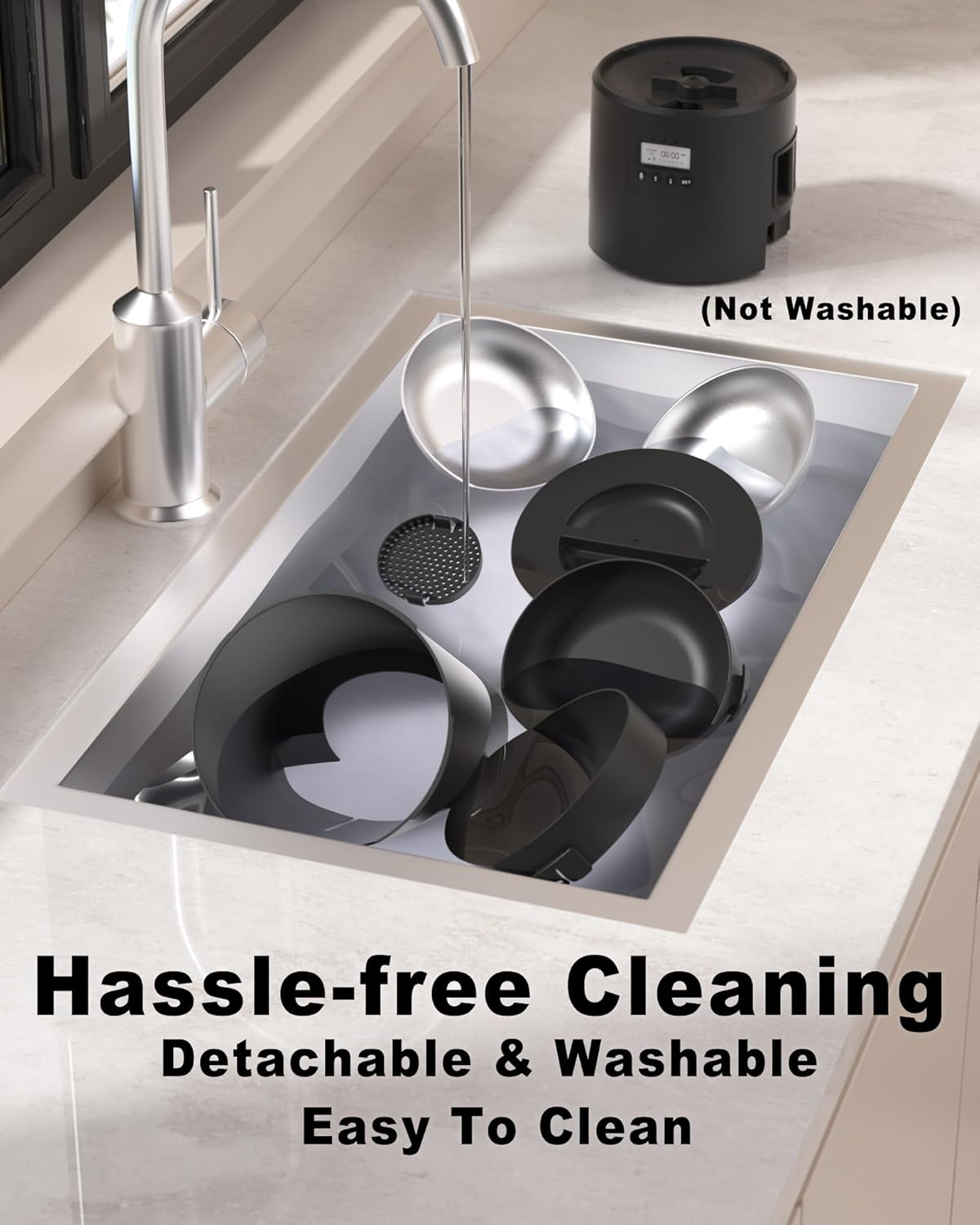 Dual Automatic Cat Feeder 2 Cats 6 Meals/Day 12 Portions/Meal 4.2L Dual Power Double Bowls - Image 8