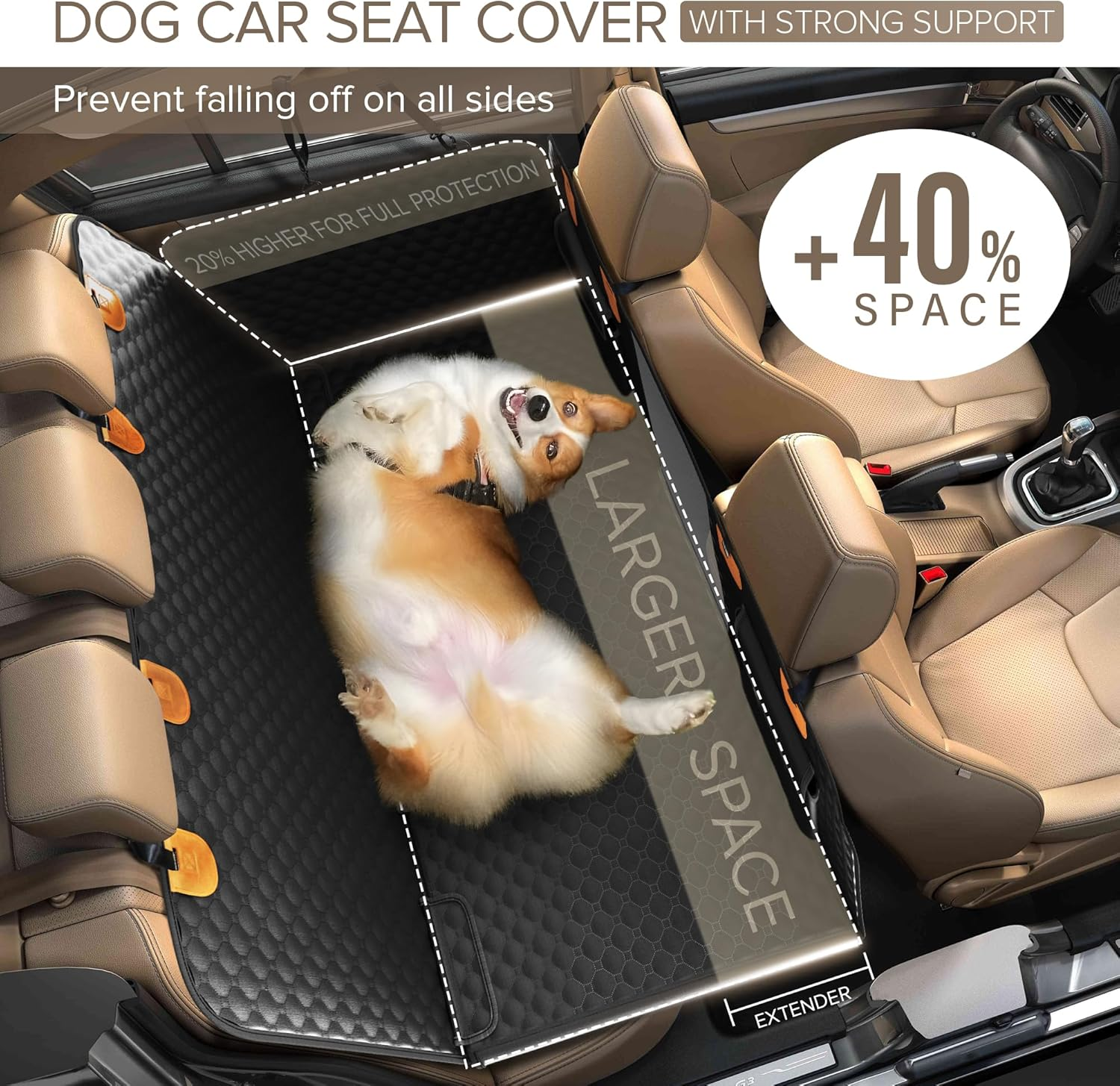 Back Seat Extender for Dogs Heavy Duty Dog Car Seat Cover for Back Seat - Image 2