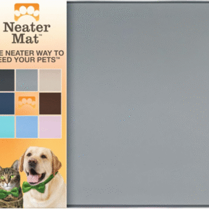 Neater Mat Pet Mats for Food and Water, Cat & Dog Bowl Mat Waterproof Silicone, Feeding Tray, Dog Food Mats for Floors, Placemat W/Raised Edge for under Bowls, 19" X 12", Grey