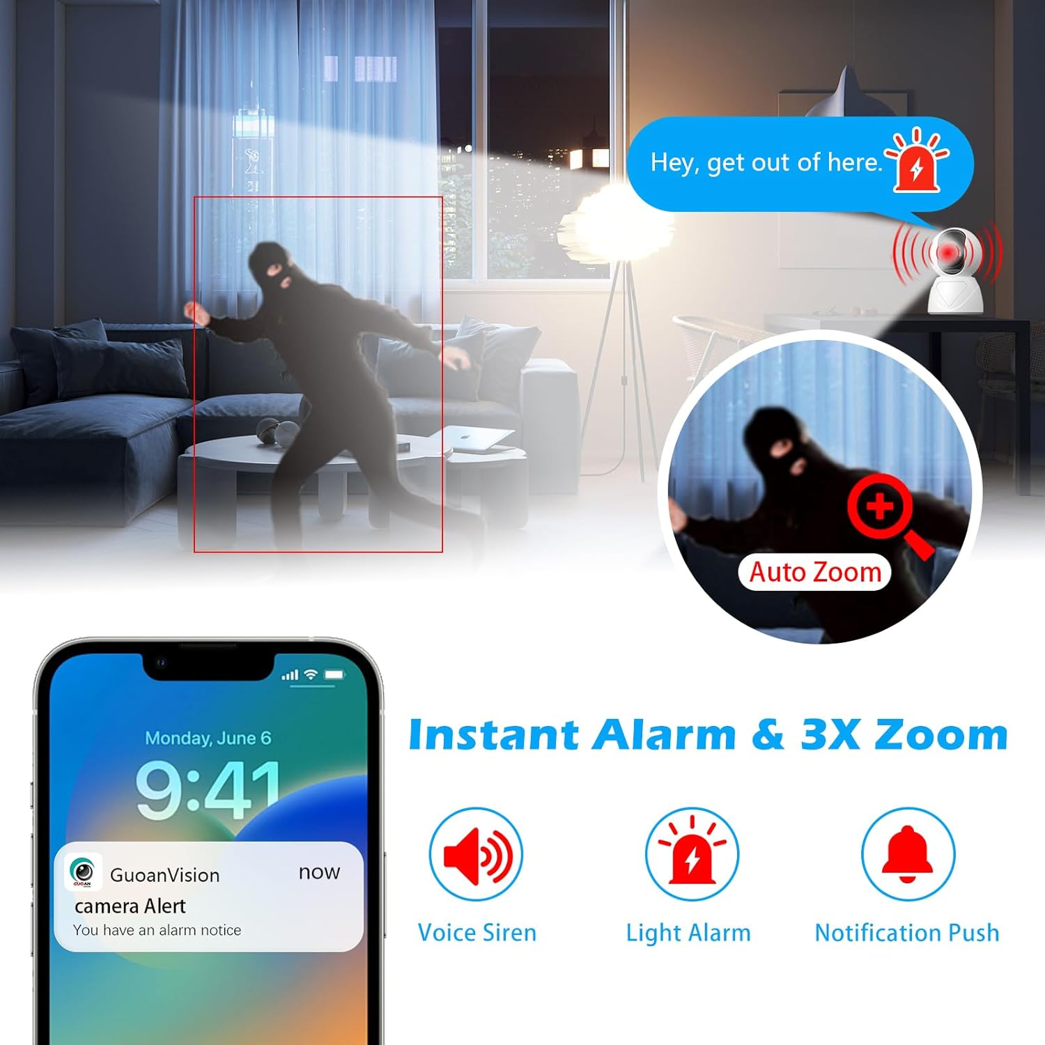 3MP Indoor Security Camera 5G Wifi 360° Pan/Tilt Home Cameras for Baby - Image 2