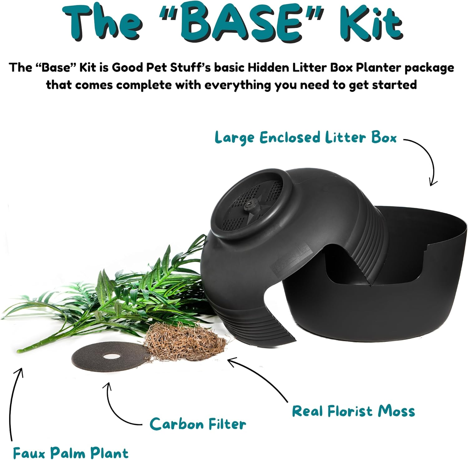 Hidden Cat Litter Box Enclosure with Artificial Plant Decorative round Planter - Image 6