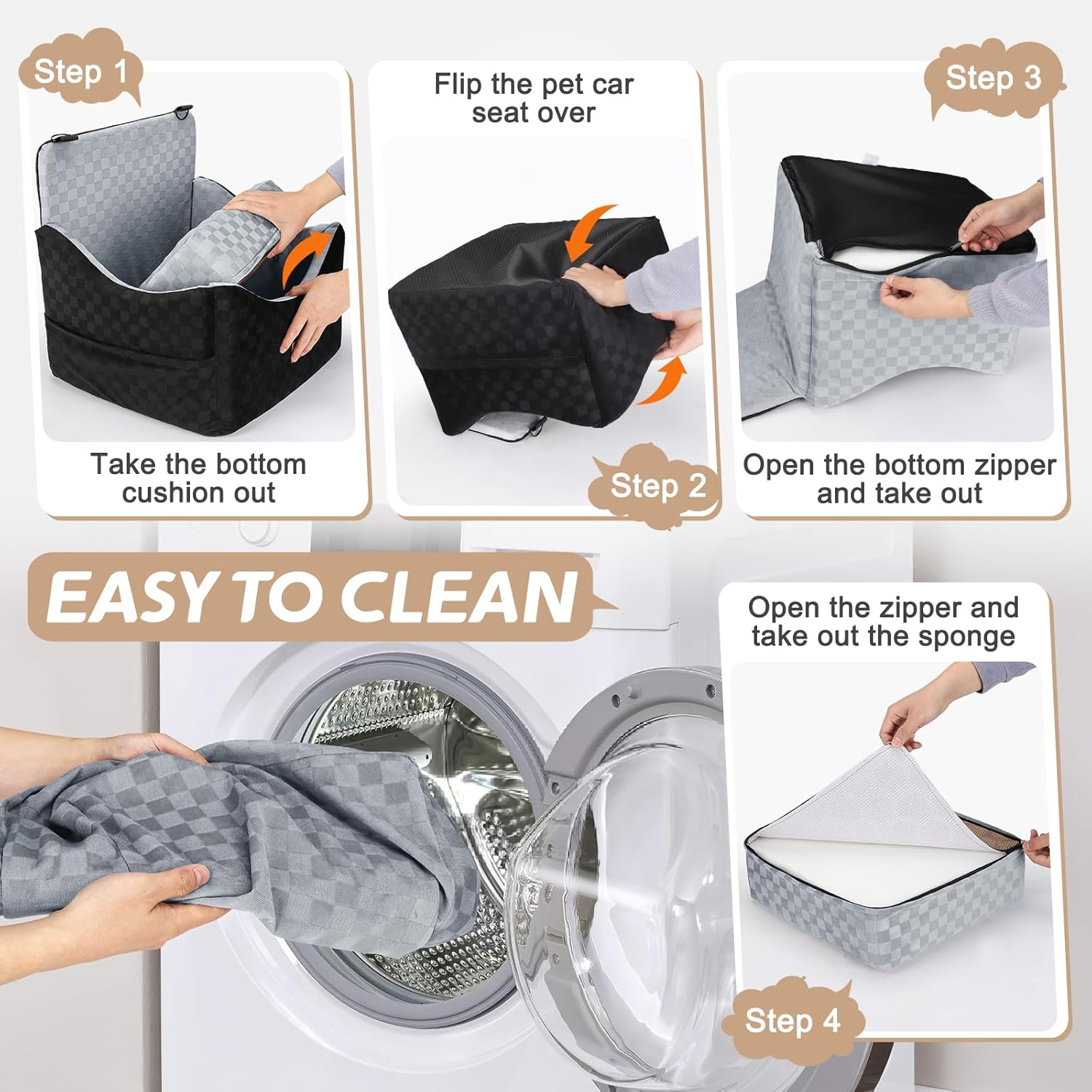 Elevated Dog Car Seat for Small/Medium Dogs up to 35 Lbs Memory Foam Pet Booster Seat - Image 8