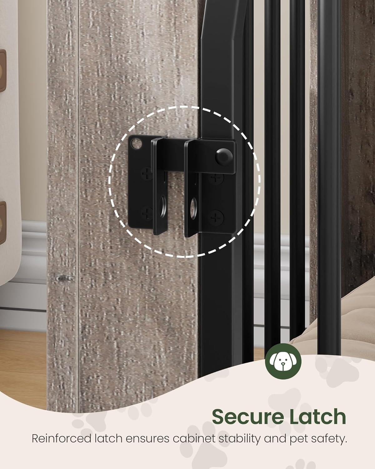 Dog Crate Furniture, Wooden Dog House with Charging Station and Storage Drawer - Image 6