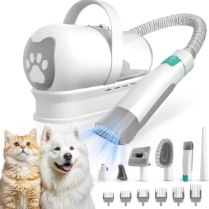 Dog Grooming Vacuum Kit with Pet Clipper Nail Grinder Dog Hair Vacuum with 6 Pet Grooming Tools