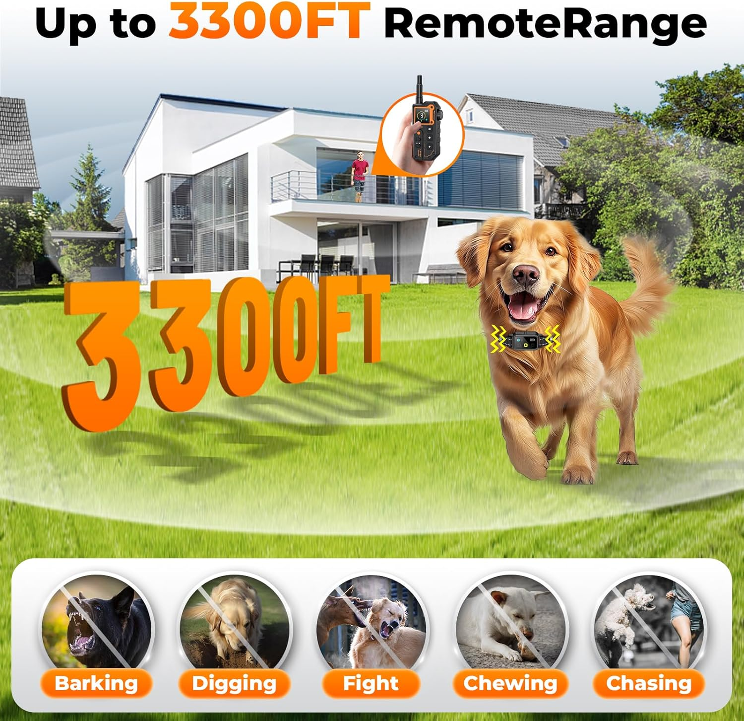 Dog Training Collar 3300FT Dog Training Collar with Remote IPX7 Waterproof Collar with Beep - Image 3