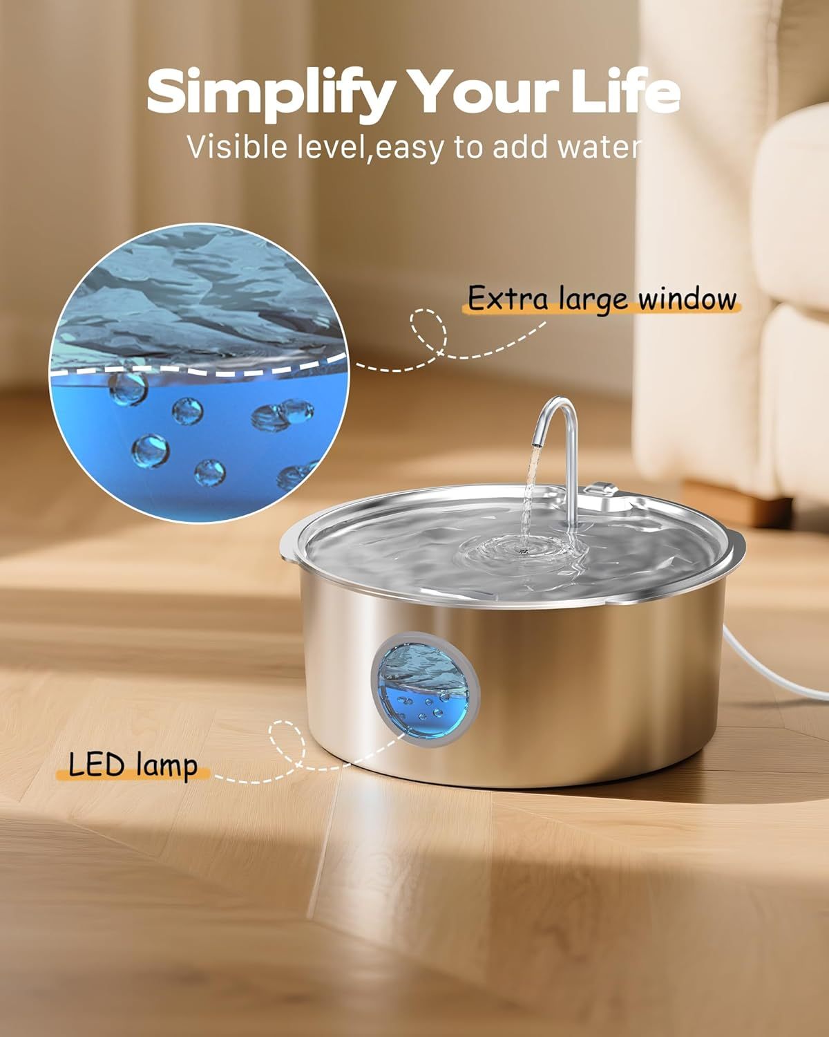 Dog Water Fountain for Large Dogs: Stainless Steel Dog Fountain Water Bowl 3.2Gal/406Oz/12L - Image 7