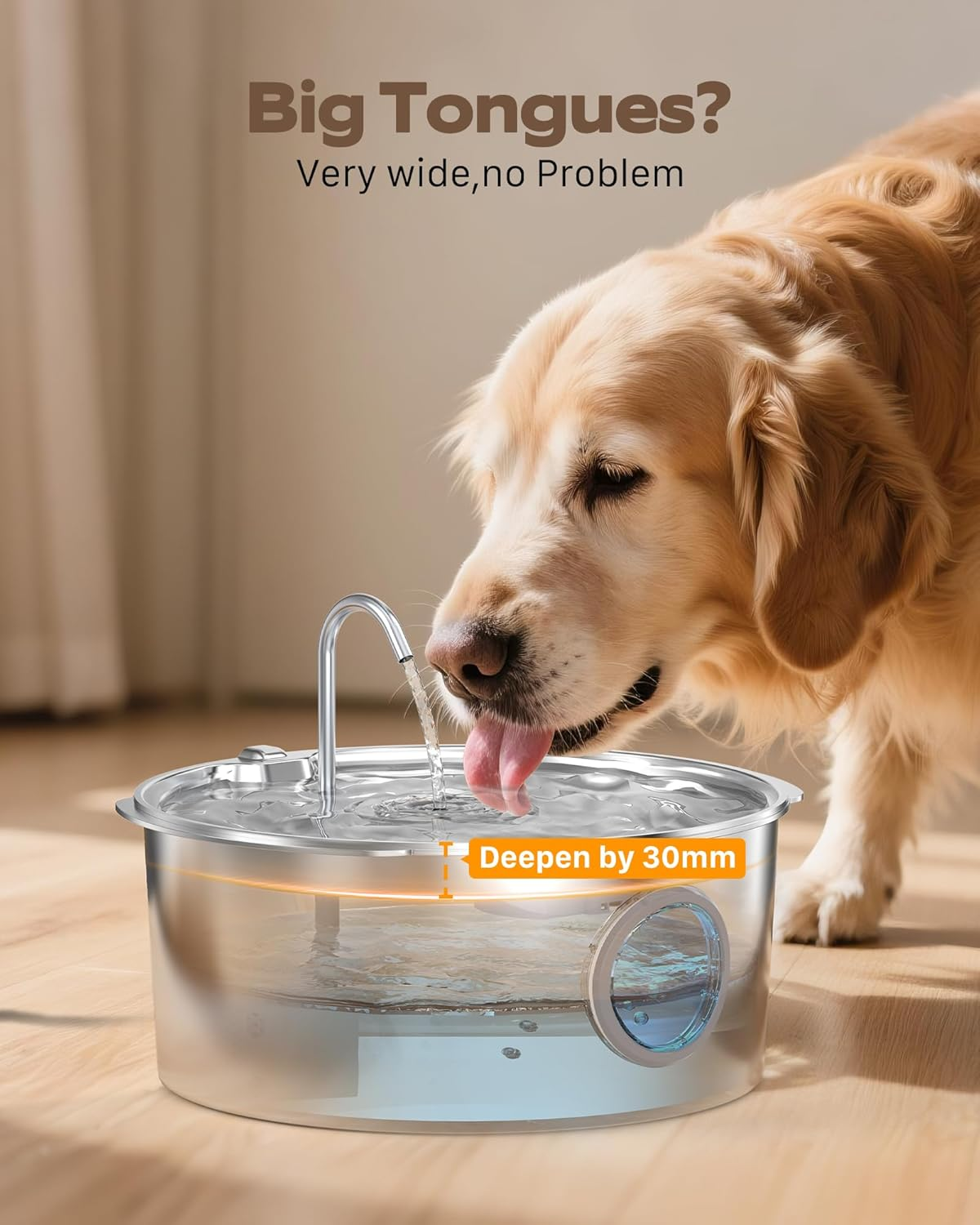 Dog Water Fountain for Large Dogs: Stainless Steel Dog Fountain Water Bowl 3.2Gal/406Oz/12L - Image 4