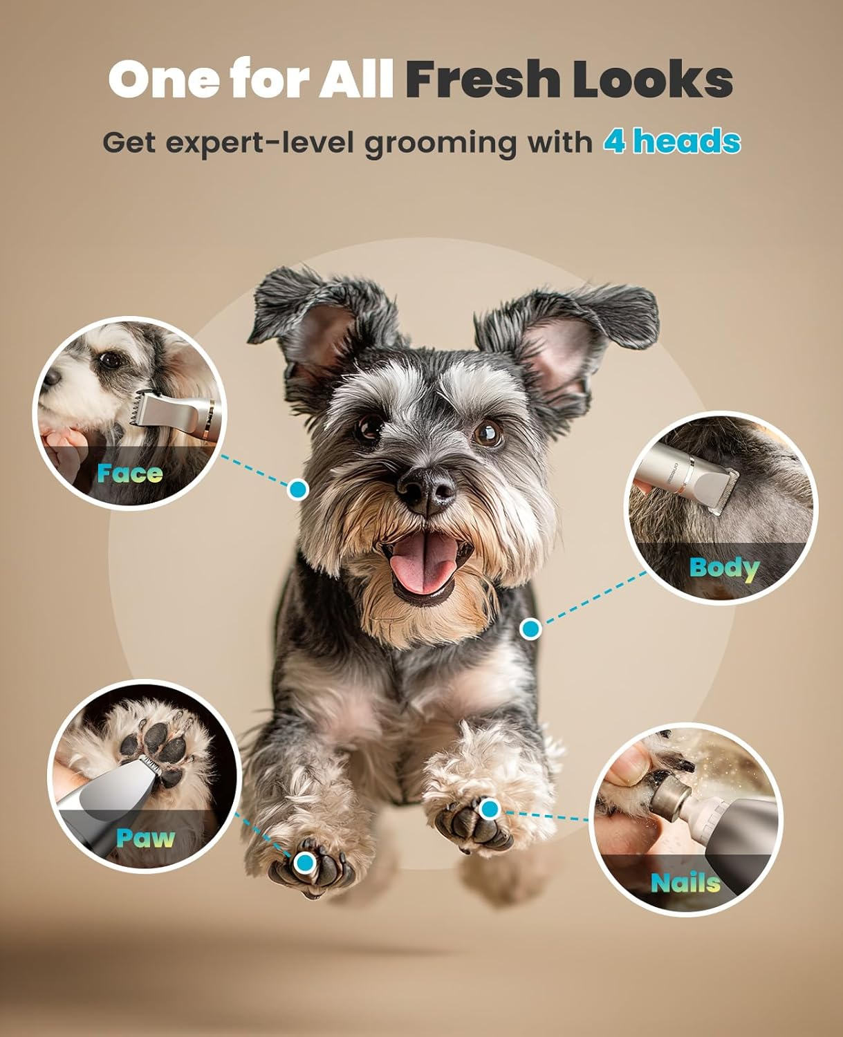 4 in 1 Dog Grooming Kit with LCD Display Dog Hair Trimmer for Paw Nail Grinder - Image 2