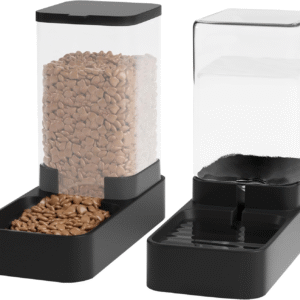 Automatic Cat Feeder and Water Dispenser in Set with Pet Food Bowl Gravity Dog Waterer