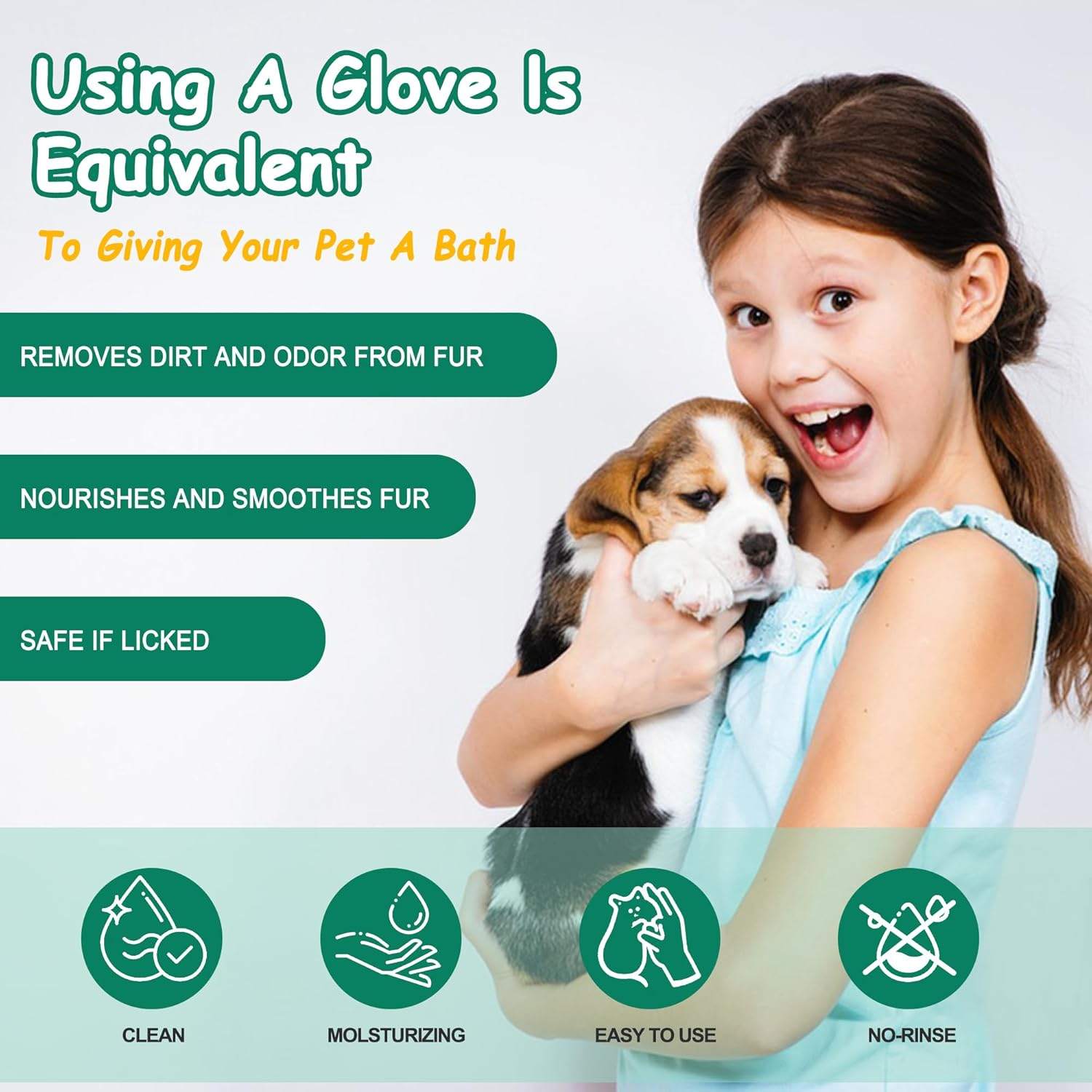 20 PCS Pet Cleaning and Deodorizing Bathing Grooming Glove Wipes for Dogs and Cats, Extra Thick Nourish Fur No-Rinse Grooming Wipes for Daily Care and Travel, Hypoallergenic - Image 4