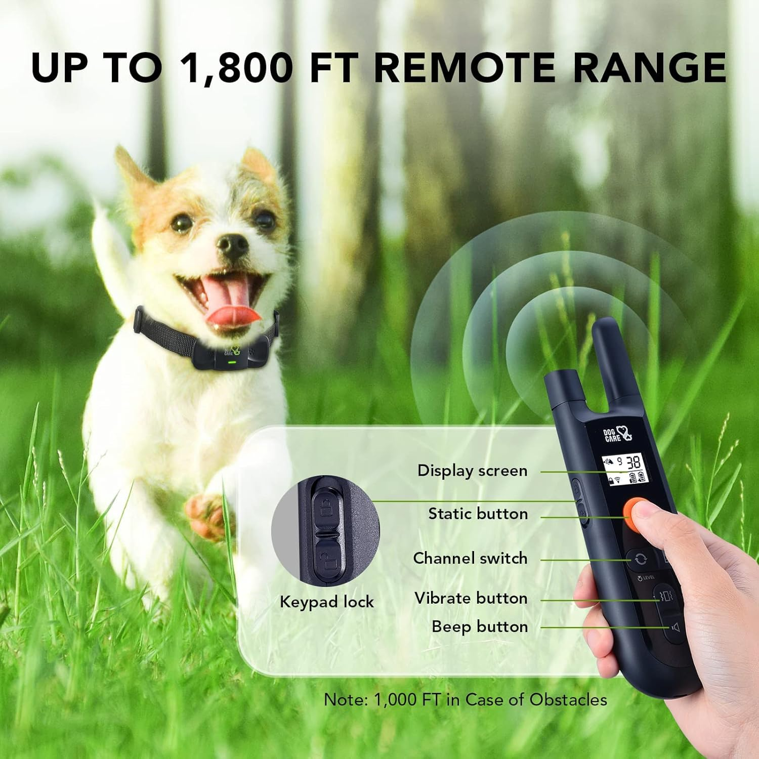 Dog Training Collar with Remote Dog Shock Collar for All Dogs with 1800FT Remote - Image 2