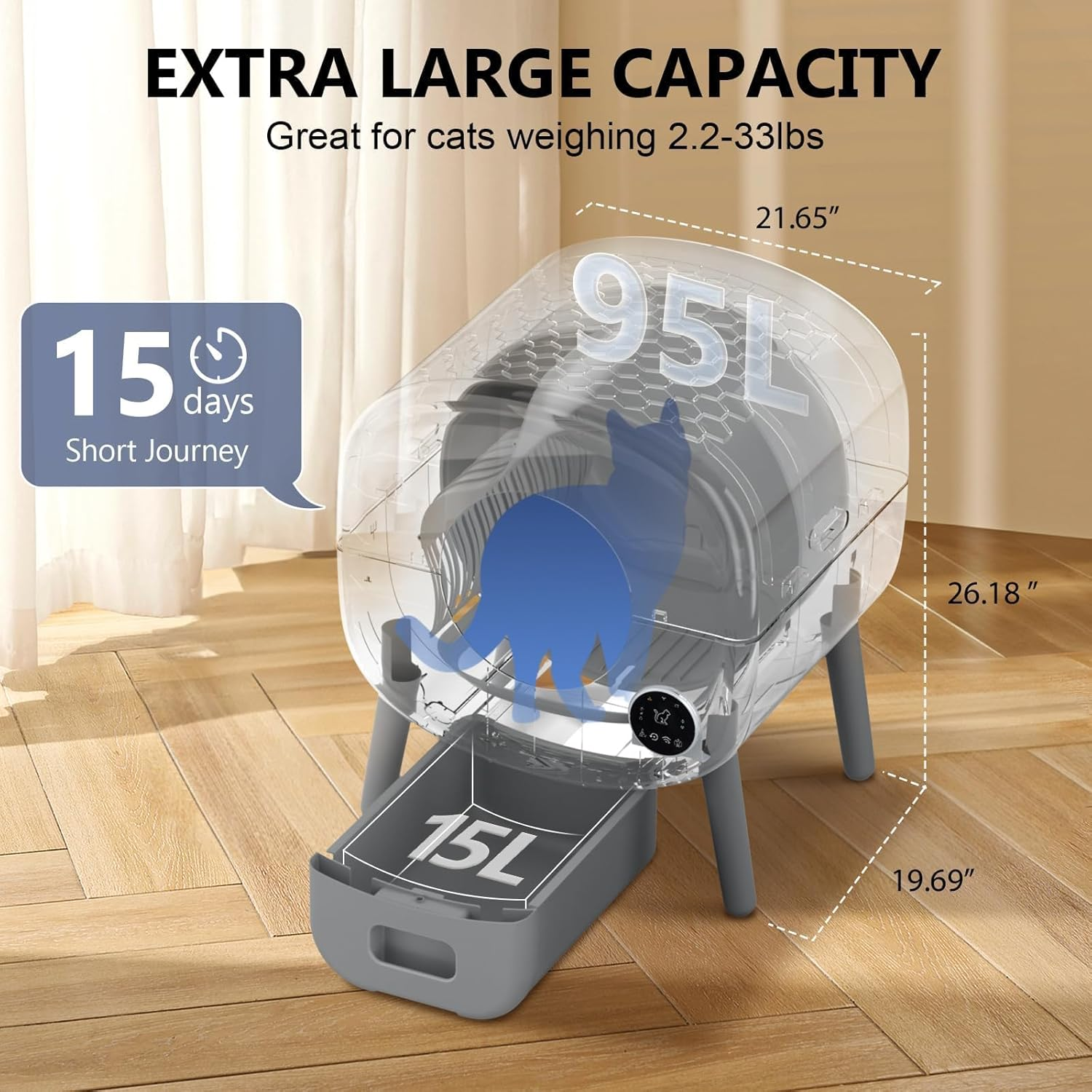 Self Cleaning Litter Box Large Capacity Automatic Cat Litter Box Self Cleaning for Cats - Image 2